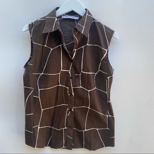 Vintage Miu Miu Collared Button Down Sleeveless Shirt